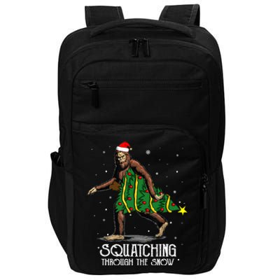 Bigfoot Squatching Through The Snow Christmas Tree Sasquatch Impact Tech Backpack