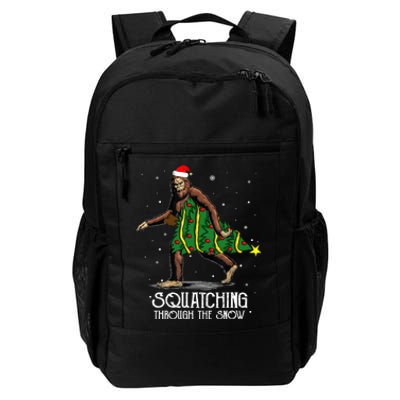 Bigfoot Squatching Through The Snow Christmas Tree Sasquatch Daily Commute Backpack