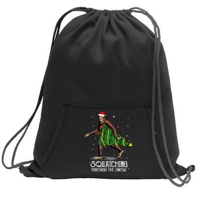 Bigfoot Squatching Through The Snow Christmas Tree Sasquatch Sweatshirt Cinch Pack Bag