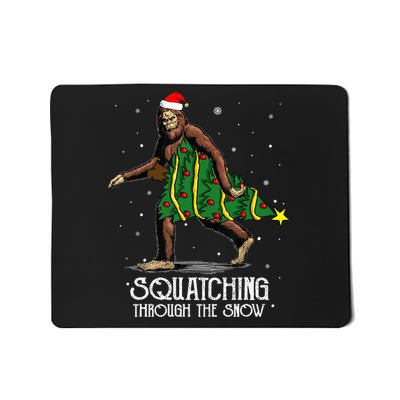 Bigfoot Squatching Through The Snow Christmas Tree Sasquatch Mousepad