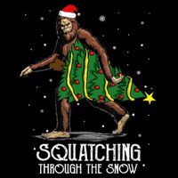 Bigfoot Squatching Through The Snow Christmas Tree Sasquatch Mousepad
