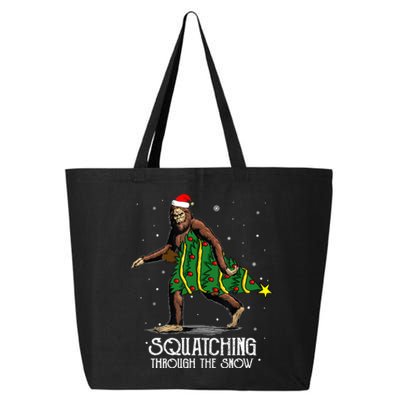 Bigfoot Squatching Through The Snow Christmas Tree Sasquatch 25L Jumbo Tote