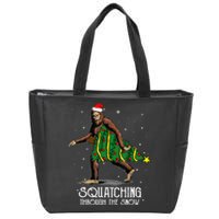 Bigfoot Squatching Through The Snow Christmas Tree Sasquatch Zip Tote Bag