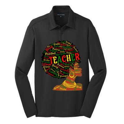 Black Smart Teacher Pride Black History Month Gift Silk Touch Performance Long Sleeve Polo