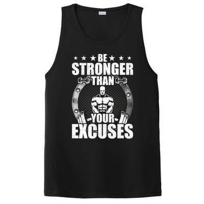 Be Stronger Than Your Excuses Bodybuilding Weightlifting Gift PosiCharge Competitor Tank