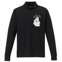 BooJee Stanley Tumbler Inspired Ghost Halloween Spooky Performance Long Sleeve Polo