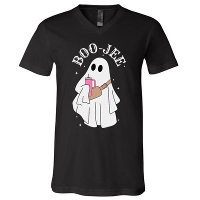 BooJee Stanley Tumbler Inspired Ghost Halloween Spooky V-Neck T-Shirt