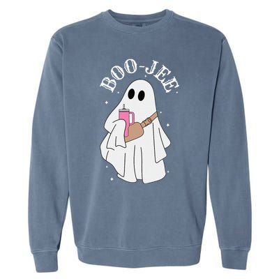 BooJee Stanley Tumbler Inspired Ghost Halloween Spooky Garment-Dyed Sweatshirt