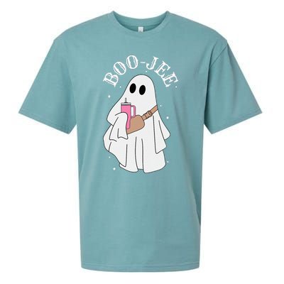 BooJee Stanley Tumbler Inspired Ghost Halloween Spooky Sueded Cloud Jersey T-Shirt