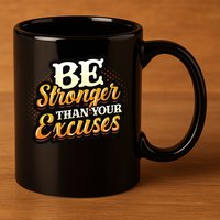Be Stronger Than Your Excuses Fitness Cool Gift 11oz C Handle Ceramic Mug
