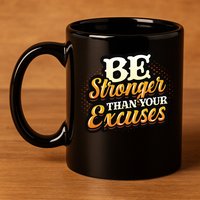 Be Stronger Than Your Excuses Fitness Cool Gift 11oz C Handle Ceramic Mug
