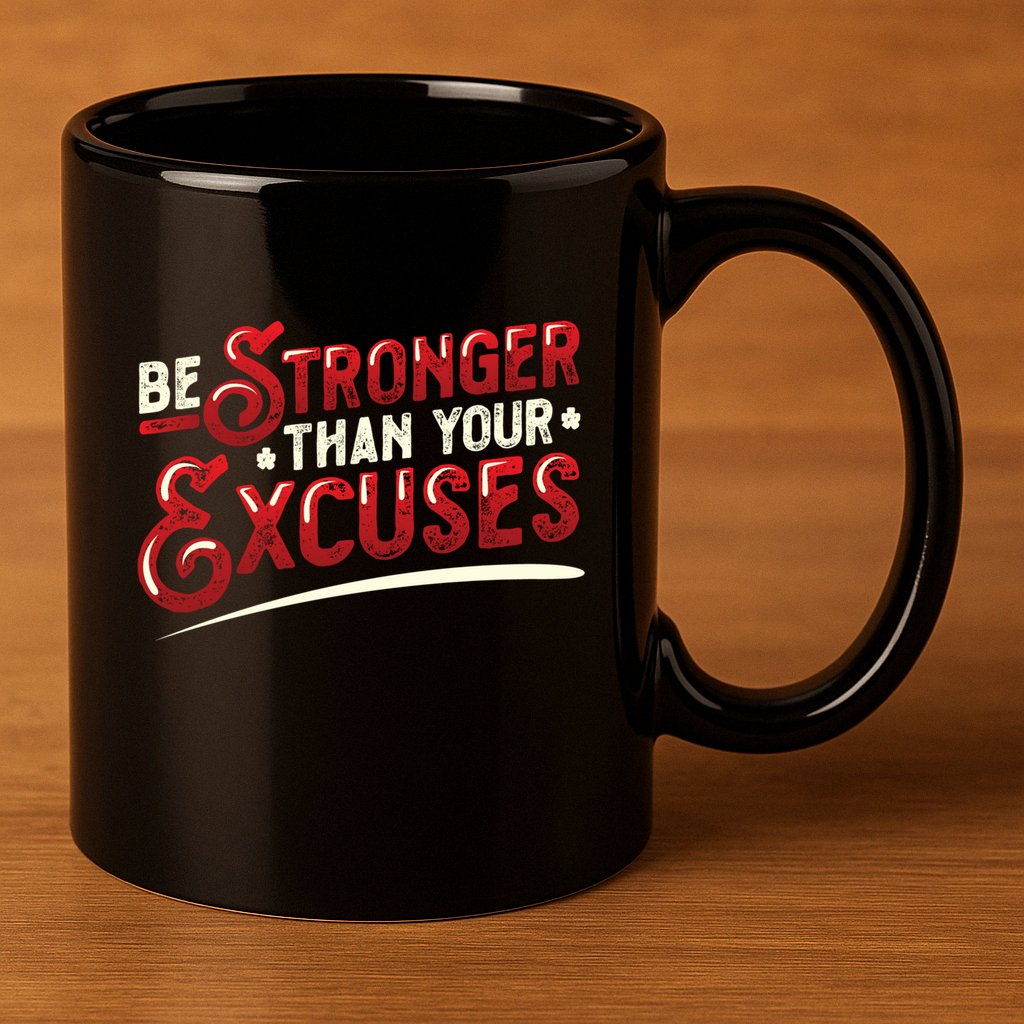 Be Stronger Than Your Excuses Fitness Gift 11oz C Handle Ceramic Mug
