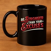 Be Stronger Than Your Excuses Fitness Gift 11oz C Handle Ceramic Mug