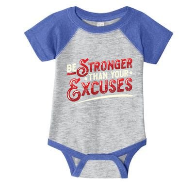Be Stronger Than Your Excuses Fitness Gift Infant Baby Jersey Bodysuit