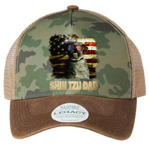 Best Shih Tzu Dad Ever American Flag 4th Of July Dog Lover Legacy Tie Dye Trucker Hat