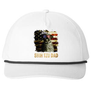 Best Shih Tzu Dad Ever American Flag 4th Of July Dog Lover Snapback Five-Panel Rope Hat