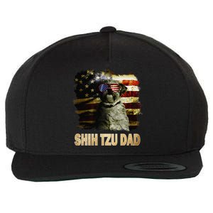 Best Shih Tzu Dad Ever American Flag 4th Of July Dog Lover Wool Snapback Cap