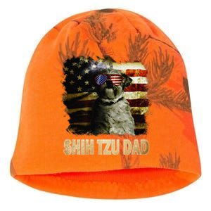 Best Shih Tzu Dad Ever American Flag 4th Of July Dog Lover Kati - Camo Knit Beanie