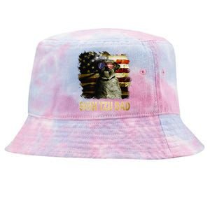 Best Shih Tzu Dad Ever American Flag 4th Of July Dog Lover Tie-Dyed Bucket Hat