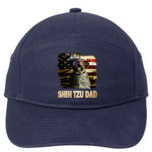 Best Shih Tzu Dad Ever American Flag 4th Of July Dog Lover 7-Panel Snapback Hat