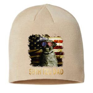 Best Shih Tzu Dad Ever American Flag 4th Of July Dog Lover Sustainable Beanie