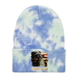 Best Shih Tzu Dad Ever American Flag 4th Of July Dog Lover Tie Dye 12in Knit Beanie