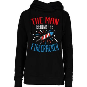 Baby Shower The Man Behind The Firecracker Womens Funnel Neck Pullover Hood