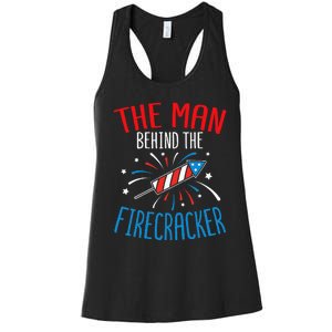 Baby Shower The Man Behind The Firecracker Women's Racerback Tank