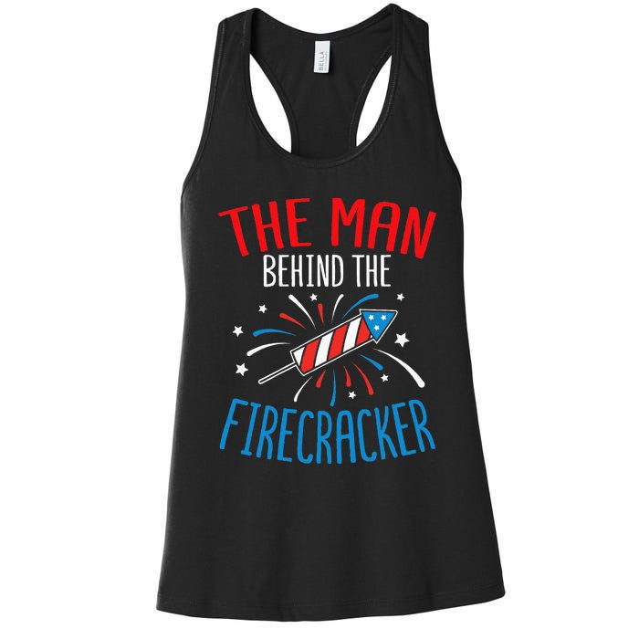 Baby Shower The Man Behind The Firecracker Women's Racerback Tank