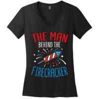 Baby Shower The Man Behind The Firecracker Women's V-Neck T-Shirt