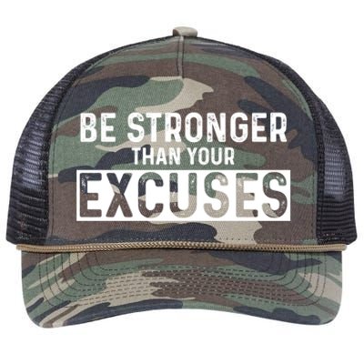 Be Stronger Than Excuses Quote Text Gift Retro Rope Trucker Hat Cap