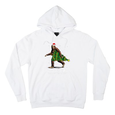 Bigfoot Squatching Through The Snow Christmas Tree Sasquatch Hoodie