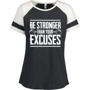 Be Stronger Than Your Excuses Gym Motivation Gift Enza Ladies Jersey Colorblock Tee