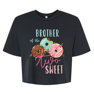 Brother Sweet Two Donut Birthday Party Theme Bella+Canvas Jersey Crop Tee