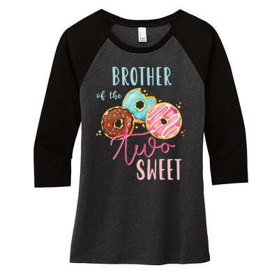 Brother Sweet Two Donut Birthday Party Theme Women's Tri-Blend 3/4-Sleeve Raglan Shirt