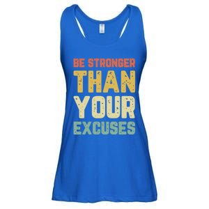 Be Stronger Than Your Excuses Gym Motivational Retro Gift Cool Gift Ladies Essential Flowy Tank