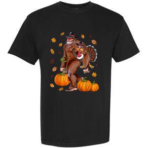 Bigfoot Sasquatch Turkey Pumpkin Happy Thanksgiving Day Garment-Dyed Heavyweight T-Shirt