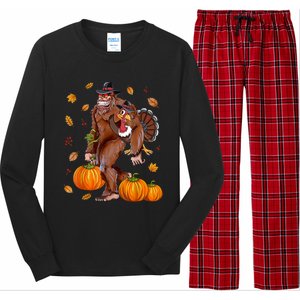 Bigfoot Sasquatch Turkey Pumpkin Happy Thanksgiving Day Long Sleeve Pajama Set