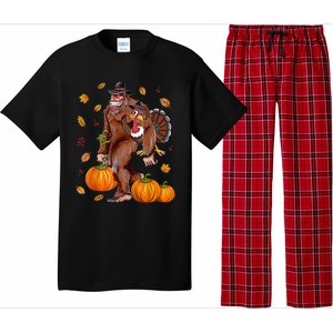 Bigfoot Sasquatch Turkey Pumpkin Happy Thanksgiving Day Pajama Set