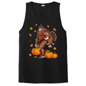 Bigfoot Sasquatch Turkey Pumpkin Happy Thanksgiving Day PosiCharge Competitor Tank