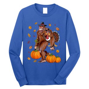 Bigfoot Sasquatch Turkey Pumpkin Happy Thanksgiving Day Long Sleeve Shirt