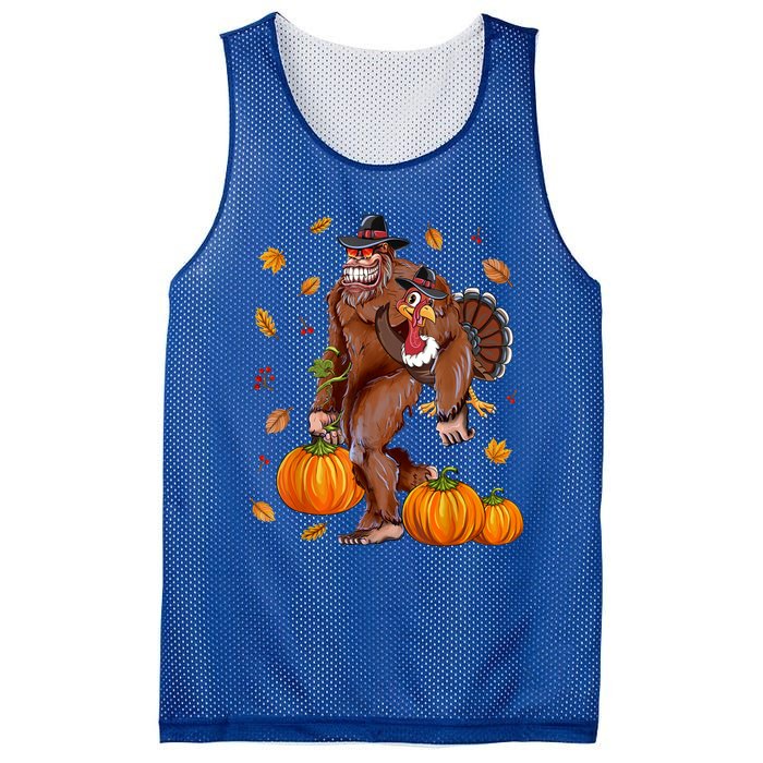 Bigfoot Sasquatch Turkey Pumpkin Happy Thanksgiving Day Mesh Reversible Basketball Jersey Tank