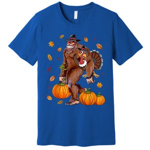 Bigfoot Sasquatch Turkey Pumpkin Happy Thanksgiving Day Premium T-Shirt