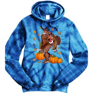 Bigfoot Sasquatch Turkey Pumpkin Happy Thanksgiving Day Tie Dye Hoodie