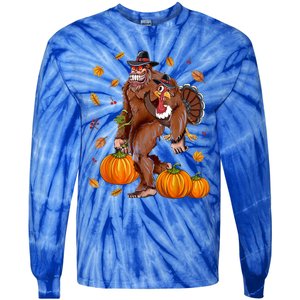 Bigfoot Sasquatch Turkey Pumpkin Happy Thanksgiving Day Tie-Dye Long Sleeve Shirt