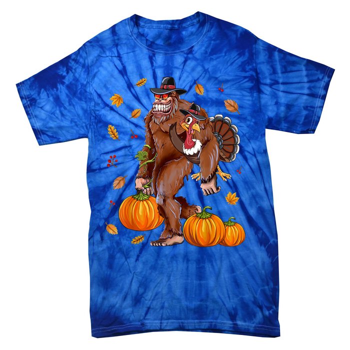 Bigfoot Sasquatch Turkey Pumpkin Happy Thanksgiving Day Tie-Dye T-Shirt