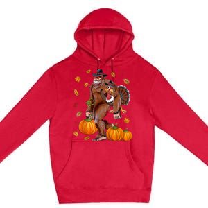 Bigfoot Sasquatch Turkey Pumpkin Happy Thanksgiving Day Premium Pullover Hoodie