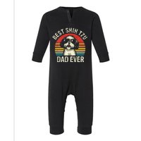 Best Shih Tzu Dad Ever Fathers Day Vintage Shih Tzu Dog Infant Fleece One Piece