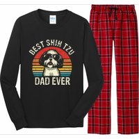 Best Shih Tzu Dad Ever Fathers Day Vintage Shih Tzu Dog Long Sleeve Pajama Set