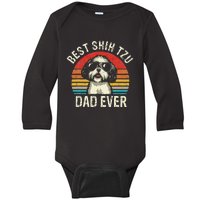 Best Shih Tzu Dad Ever Fathers Day Vintage Shih Tzu Dog Baby Long Sleeve Bodysuit